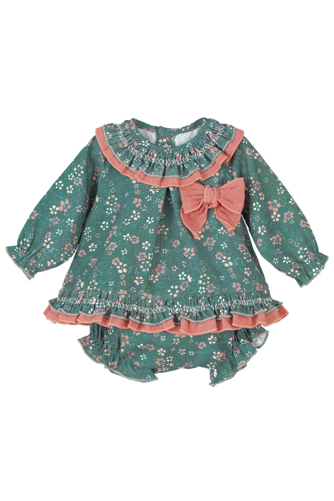 Calamaro "Yara" Teal Floral Dress & Bloomers | Millie and John