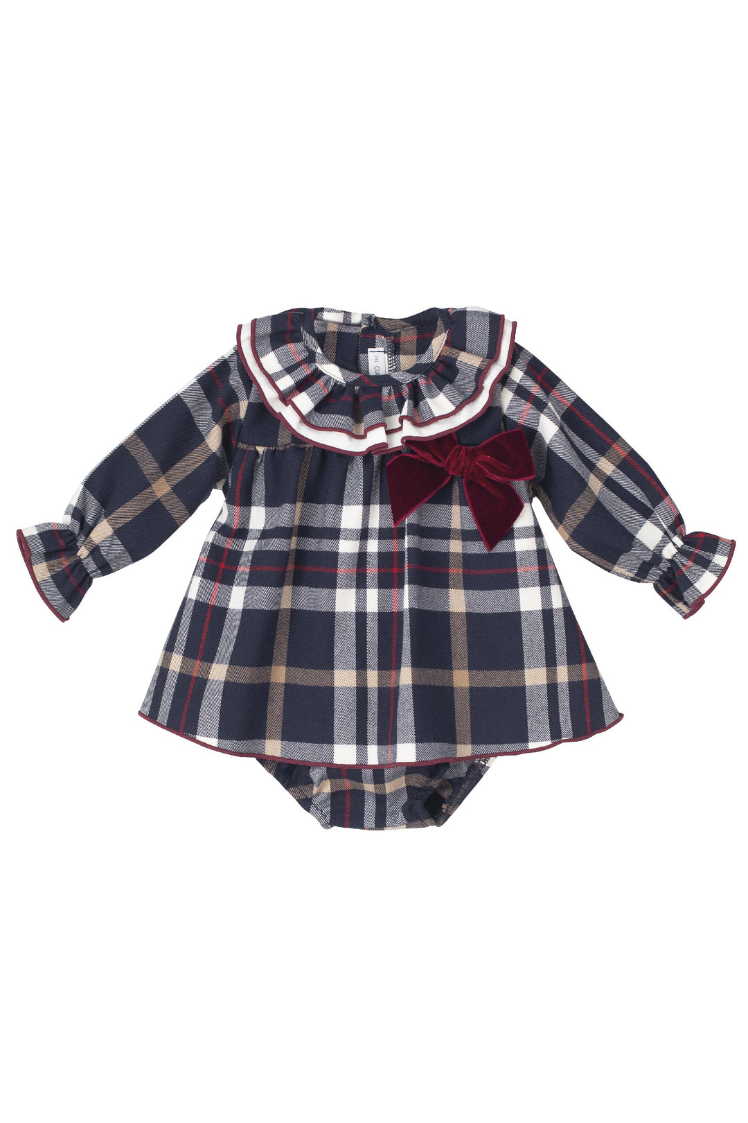 Calamaro Excellentt "Elodie" Navy Tartan Dress & Bloomers | Millie and John