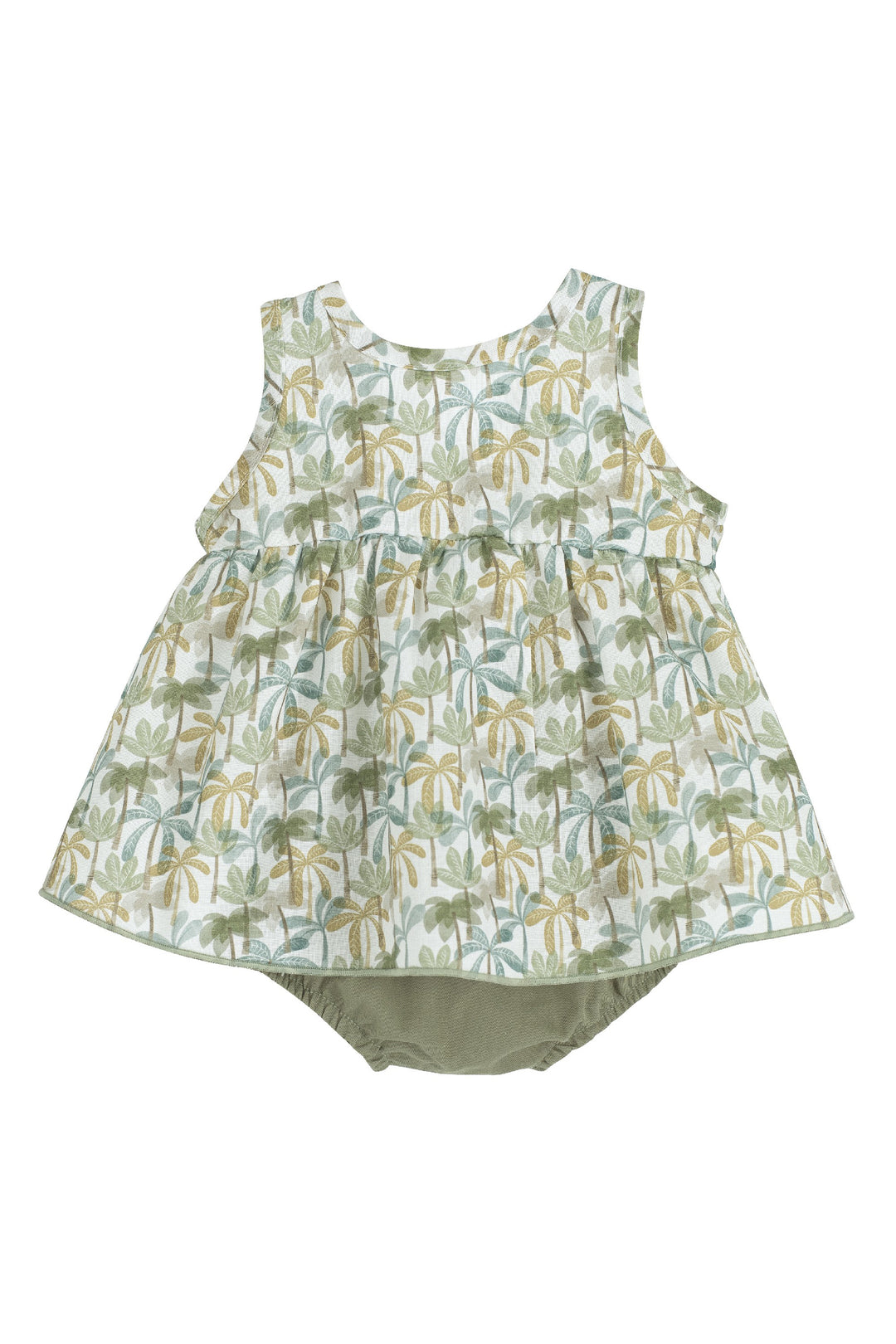 Calamaro "Rosalie" Olive Green Palm Tree Dress & Bloomers | Millie and John