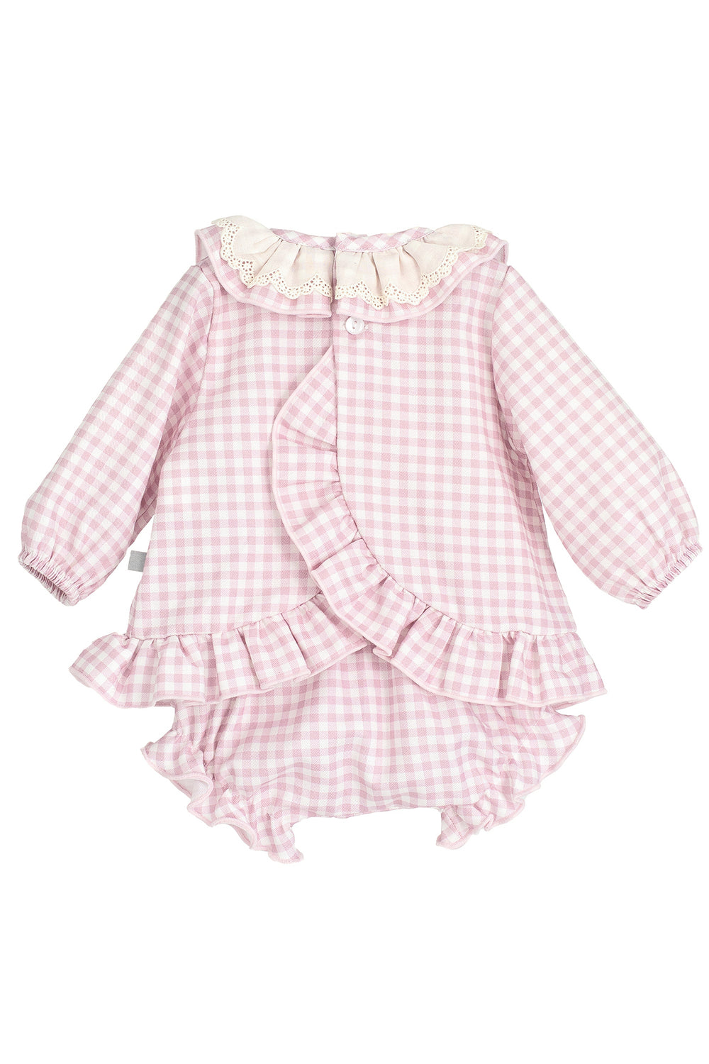 Calamaro "Maisie" Pale Pink Gingham Dress & Bloomers | Millie and John