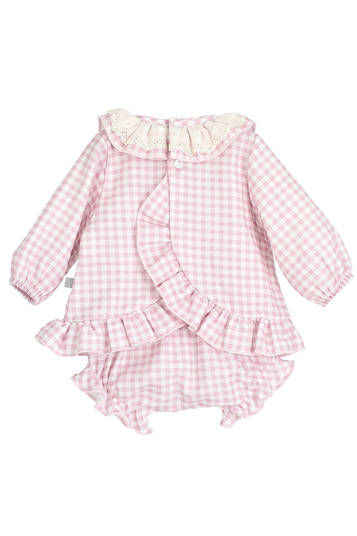 Calamaro "Maisie" Pale Pink Gingham Dress & Bloomers | Millie and John