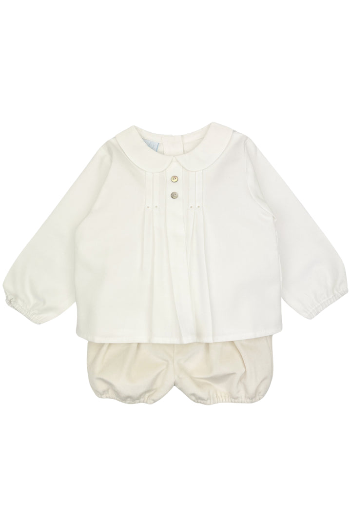 Granlei "Lucas" Ivory Shirt & Cream Velvet Jam Pants | Millie and John