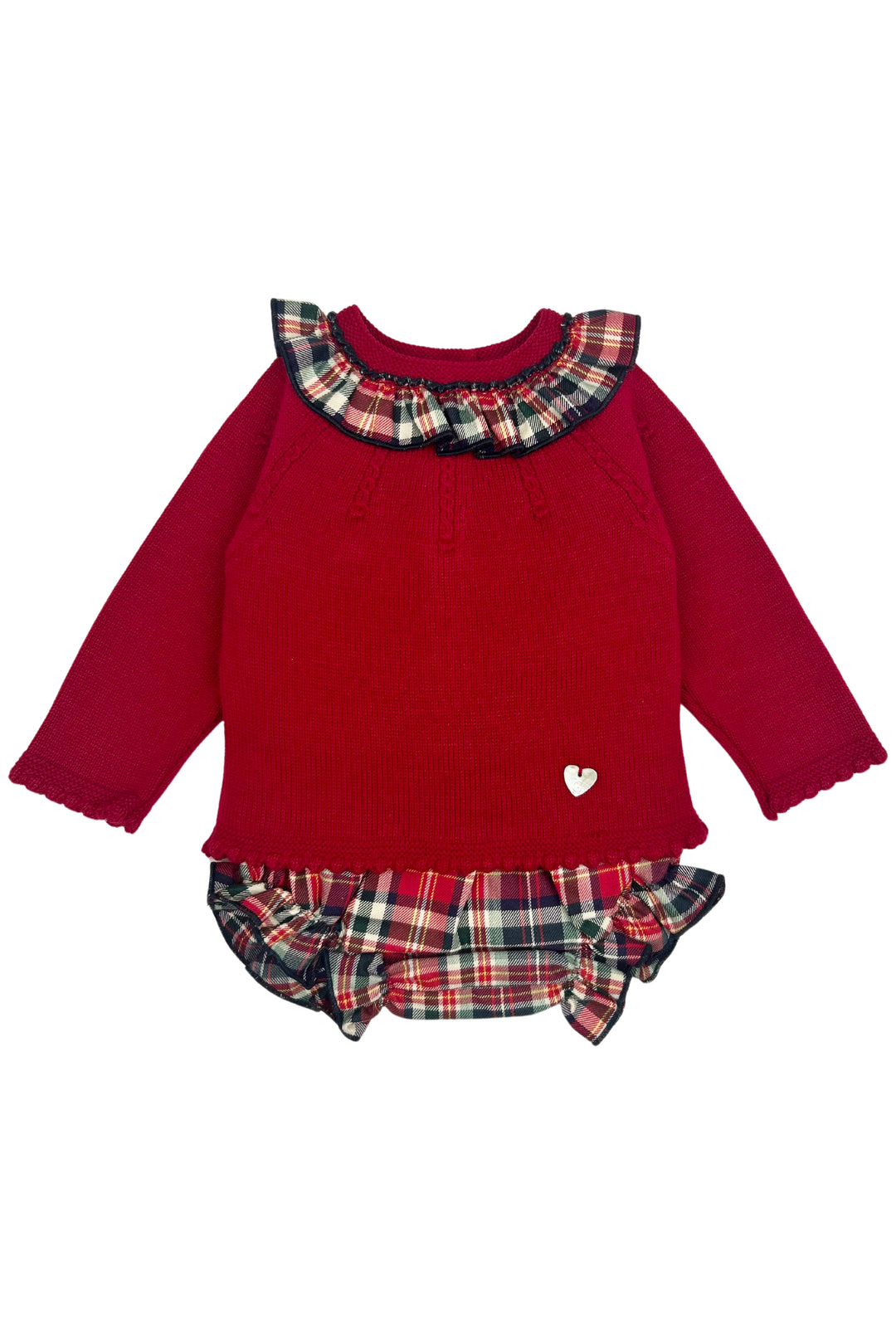 Granlei "Iris" Red Knit Top & Tartan Bloomers | Millie and John