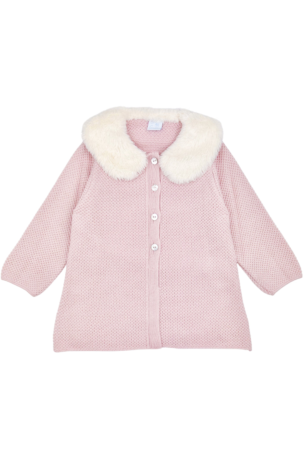 Granlei "Sammie" Dusky Pink Knit Faux Fur Jacket | Millie and John