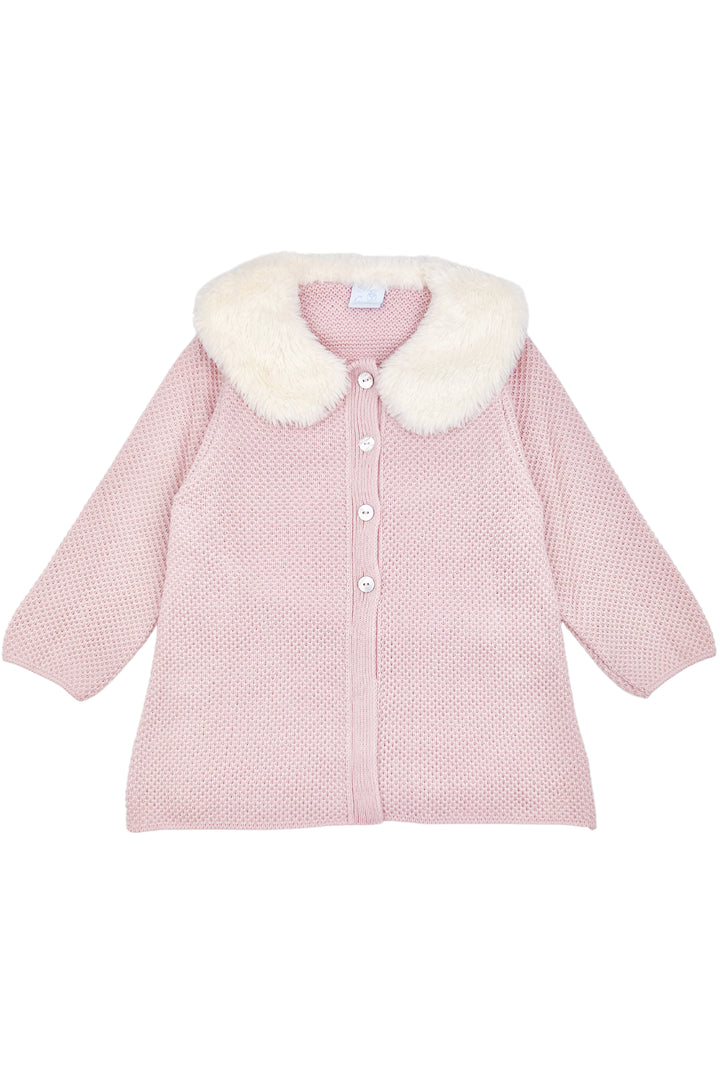 Granlei "Sammie" Dusky Pink Knit Faux Fur Jacket | Millie and John