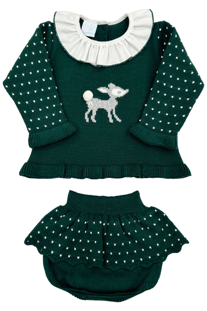 Granlei "Juno" Bottle Green Knit Top & Bloomers | Millie and John