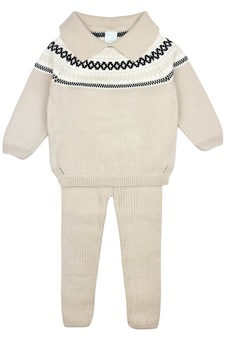 Granlei "Hunter" Stone & Black Fair Isle Knit Top & Leggings | Millie and John