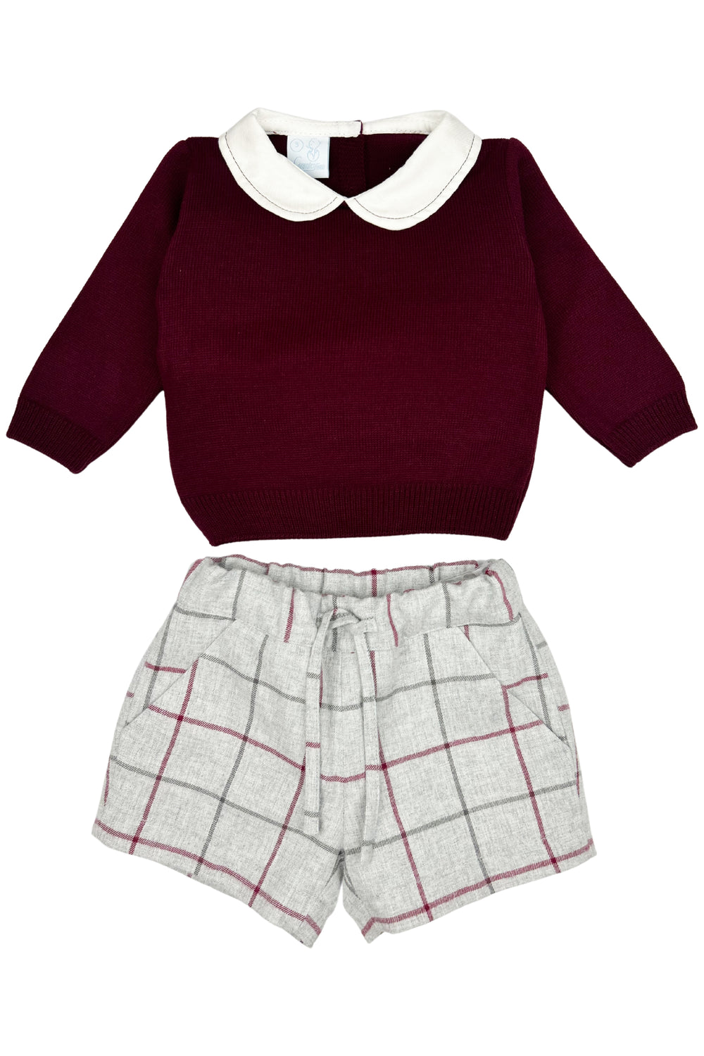 Granlei "Elijah" Burgundy Knit Top & Tartan Shorts | Millie and John