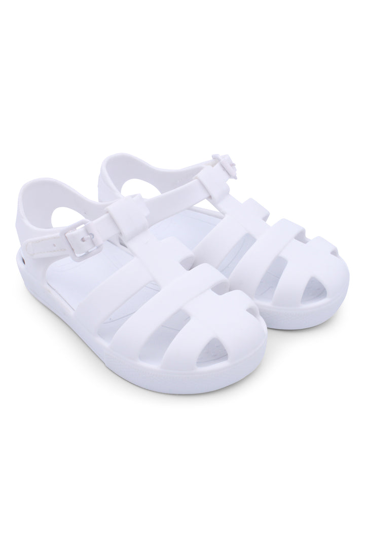 Marena "Monaco" Matte White Jelly Sandals | Millie and John