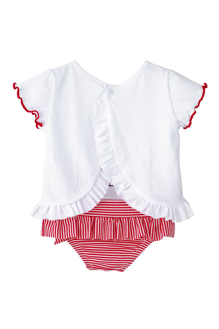 Calamaro "Moxie" Red Striped Sailboat T-Shirt & Bikini Bottoms | Millie and John