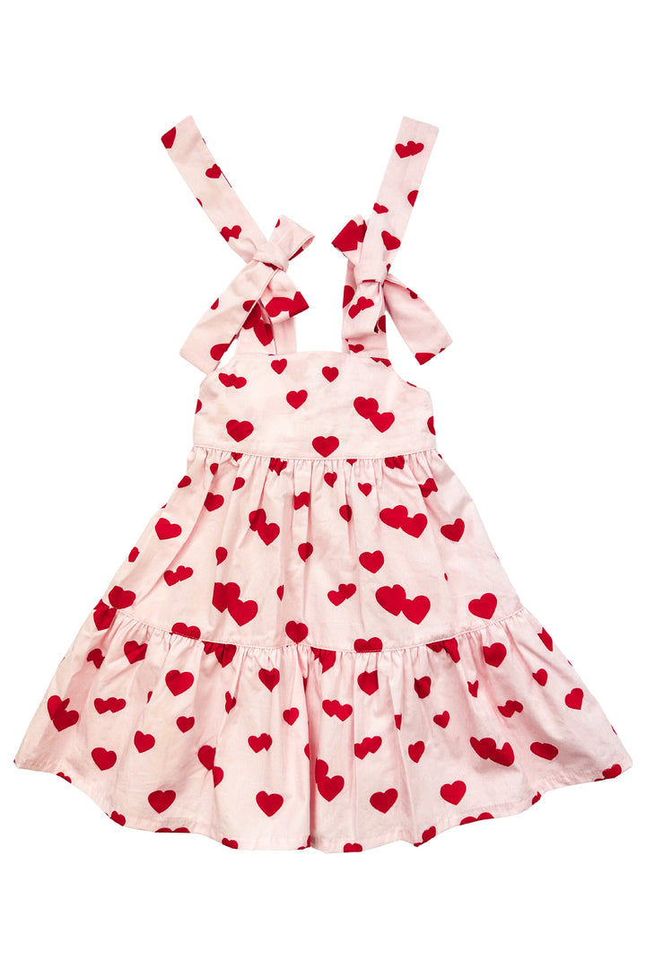 Phi "Amore" Red & Pink Heart Print Dress | Millie and John