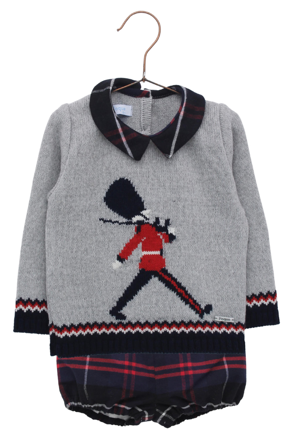 Foque PREORDER "Hugo" Grey Knit Queen's Guard Top & Tartan Jam Pants | Millie and John