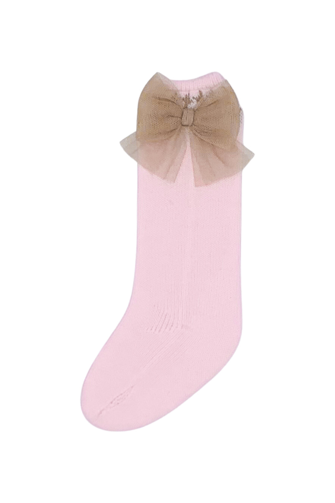 Rahigo Pink & Camel Knee High Tulle Bow Socks | Millie and John