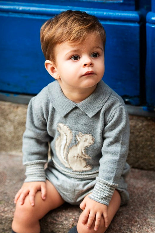 Foque "Cecil" Grey Alpaca-Wool Squirrel Top & Jam Pants | Millie and John