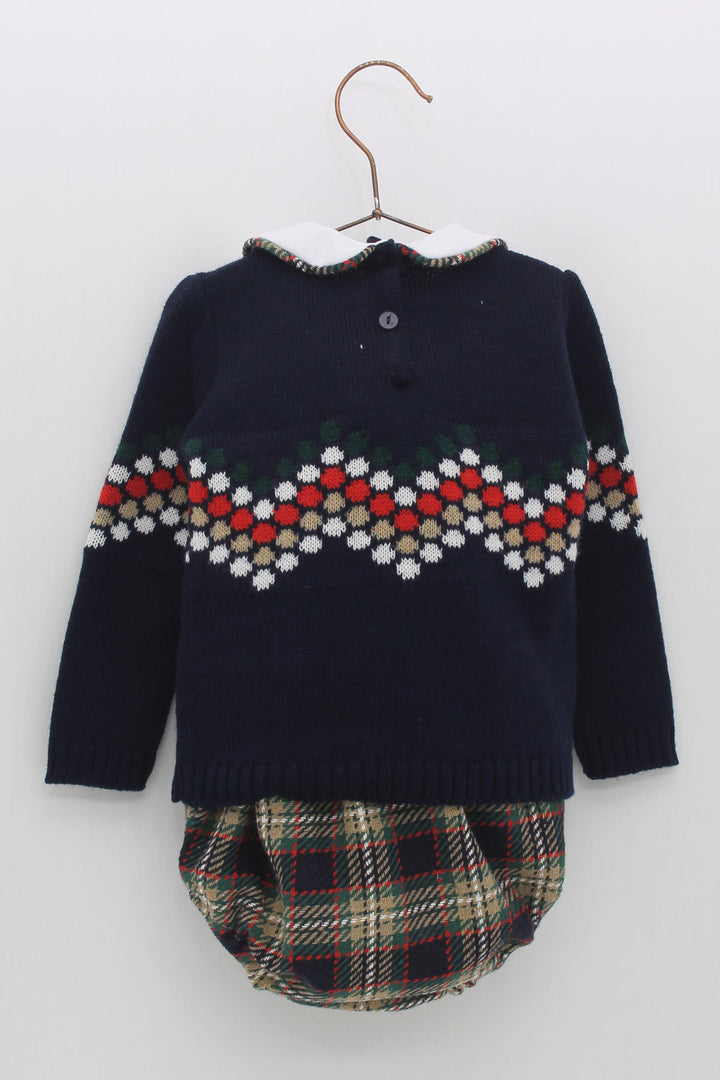 Foque "Albert" Navy Knit Top & Tartan Jam Pants | Millie and John