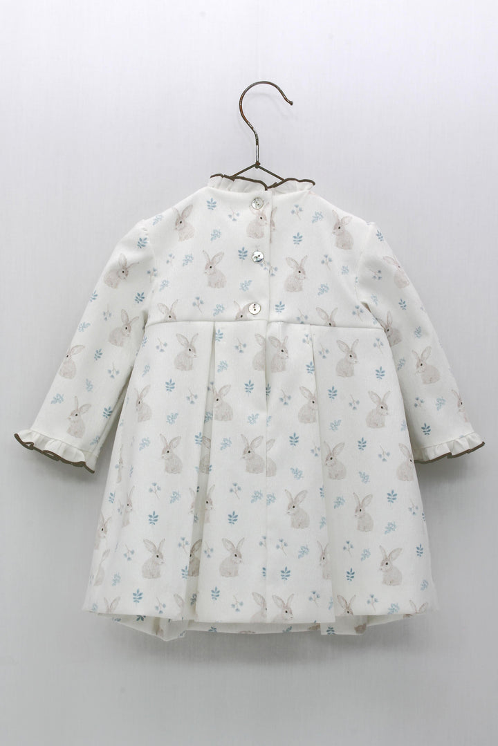 Foque "Kayla" White Bunny Print Dress | Millie and John