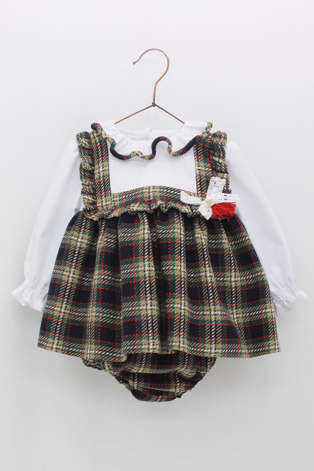 Foque "Beatrice" Navy Tartan Dress & Bloomers | Millie and John
