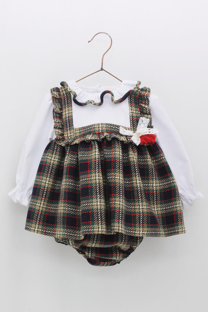 Foque "Beatrice" Navy Tartan Dress & Bloomers | Millie and John