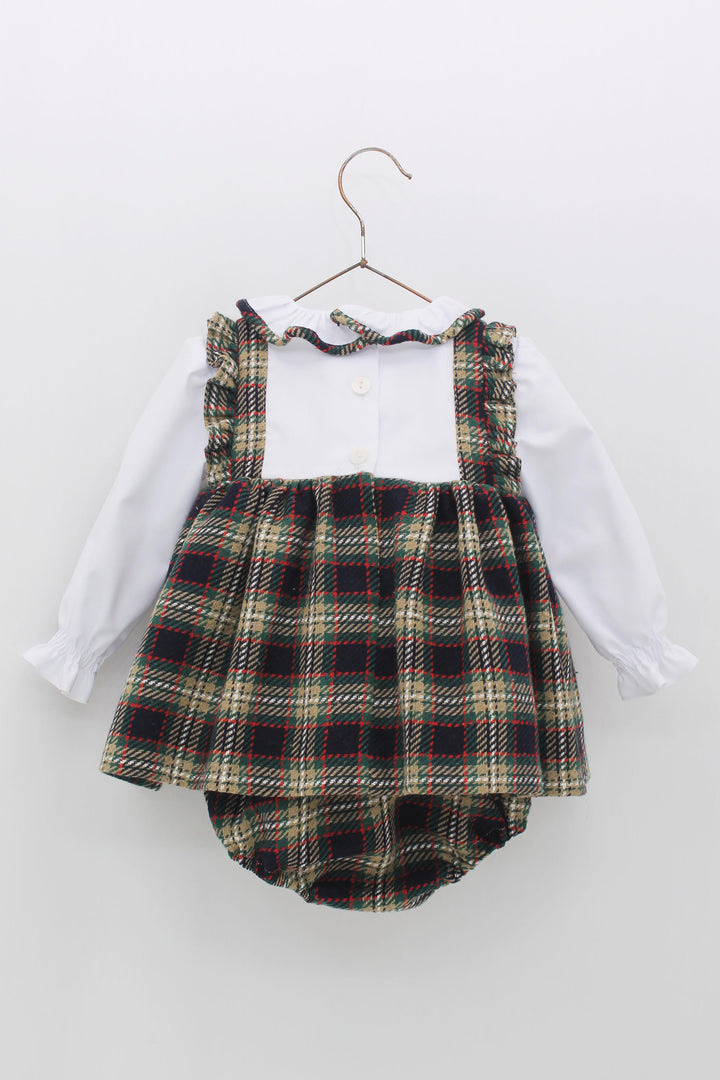 Foque "Beatrice" Navy Tartan Dress & Bloomers | Millie and John