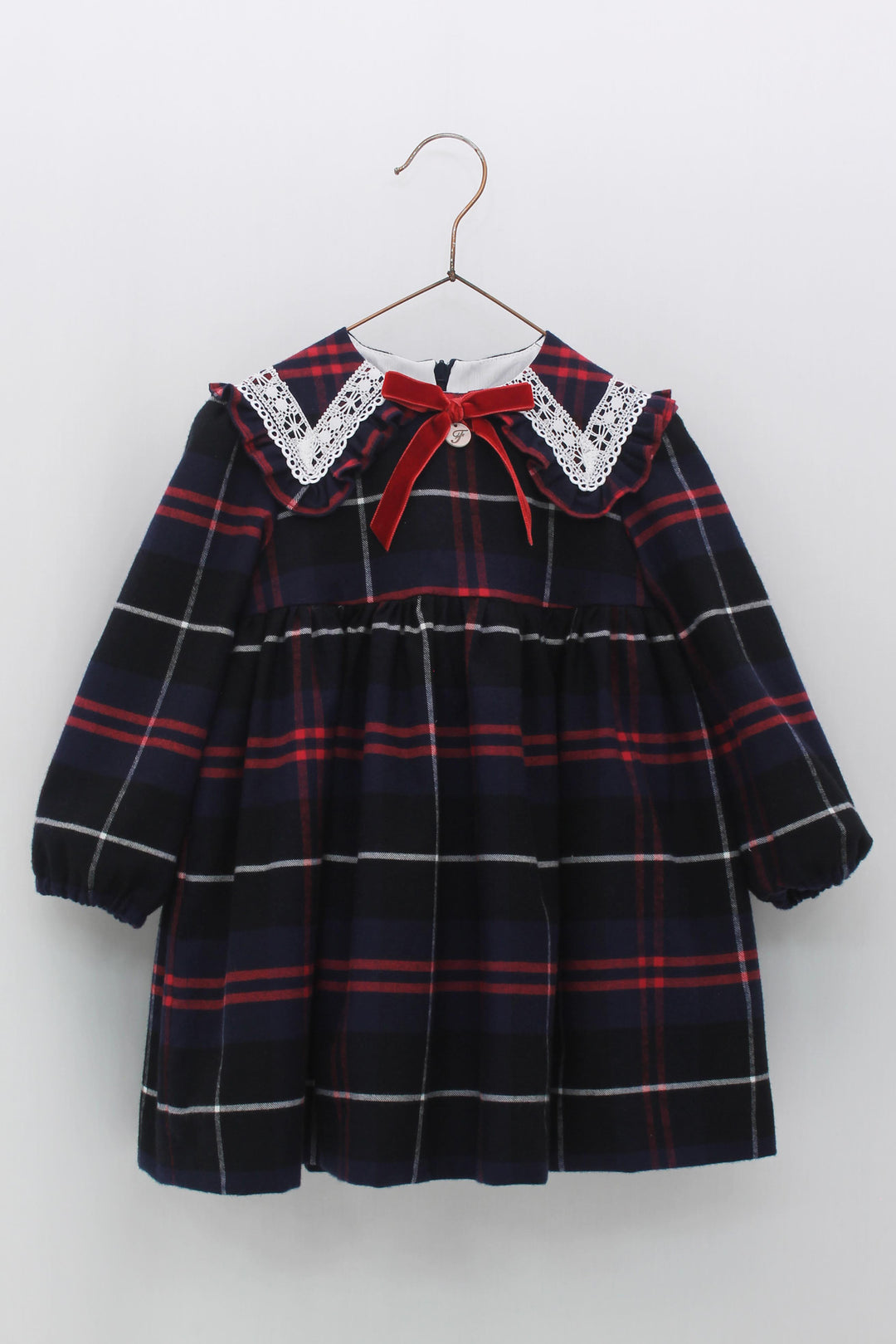 Foque PREORDER "Addison" Navy & Red Tartan Dress | Millie and John