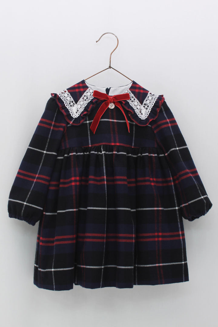 Foque PREORDER "Addison" Navy & Red Tartan Dress | Millie and John