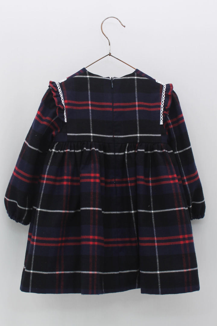 Foque PREORDER "Addison" Navy & Red Tartan Dress | Millie and John