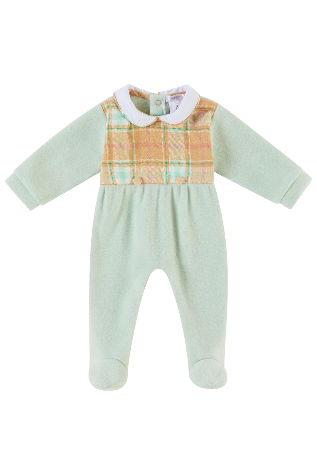 Deolinda "Artie" Sage Green Brushed Cotton Sleepsuit | Millie and John