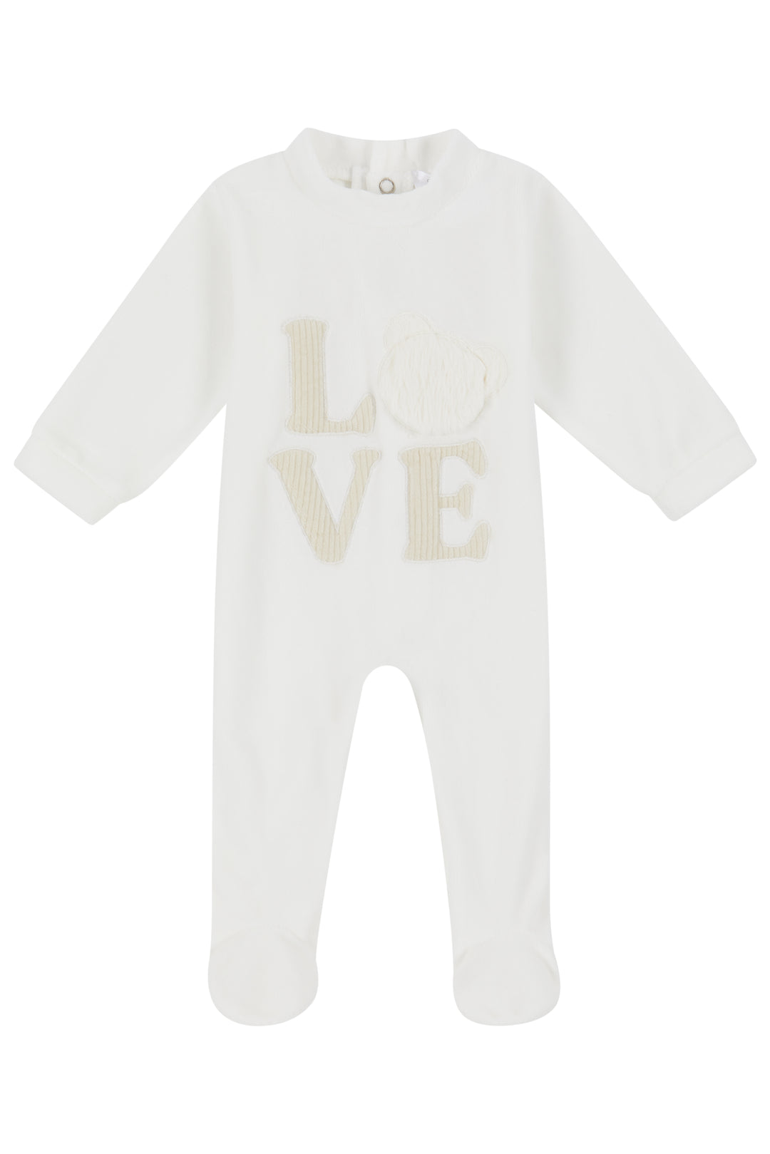 Deolinda "Ari" Ivory Velour Sleepsuit | Millie and John