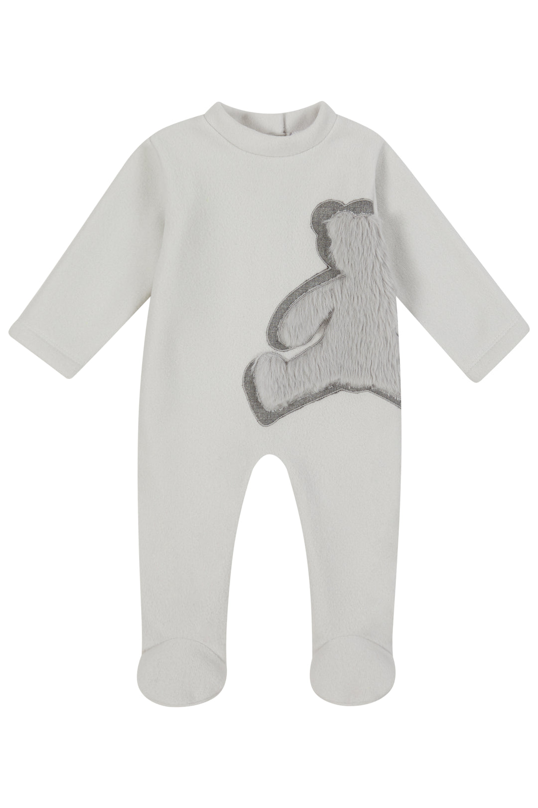 Deolinda "Roux" Light Grey Teddy Fleece Sleepsuit | Millie and John