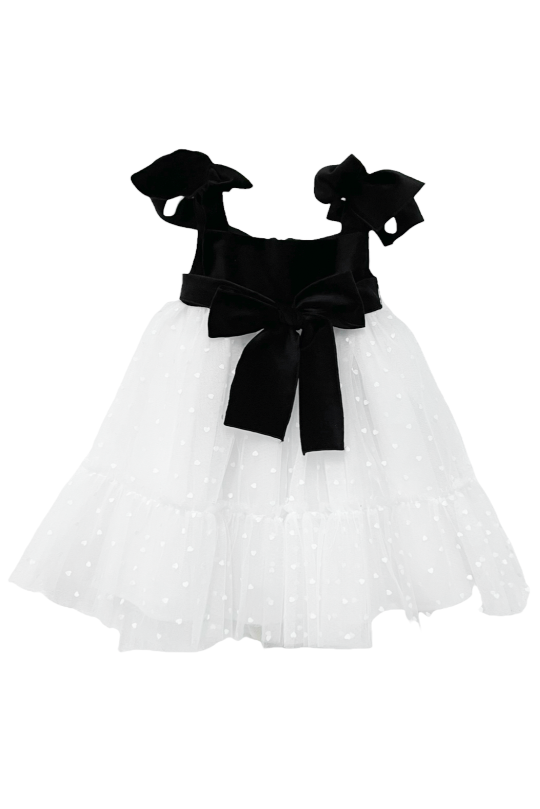 Phi "Theodora" Black & White Velvet Tulle Dress | Millie and John