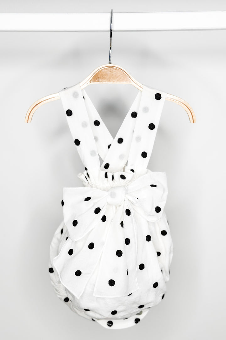 Phi "Adina" White & Black Polka Dot Shortie | Millie and John