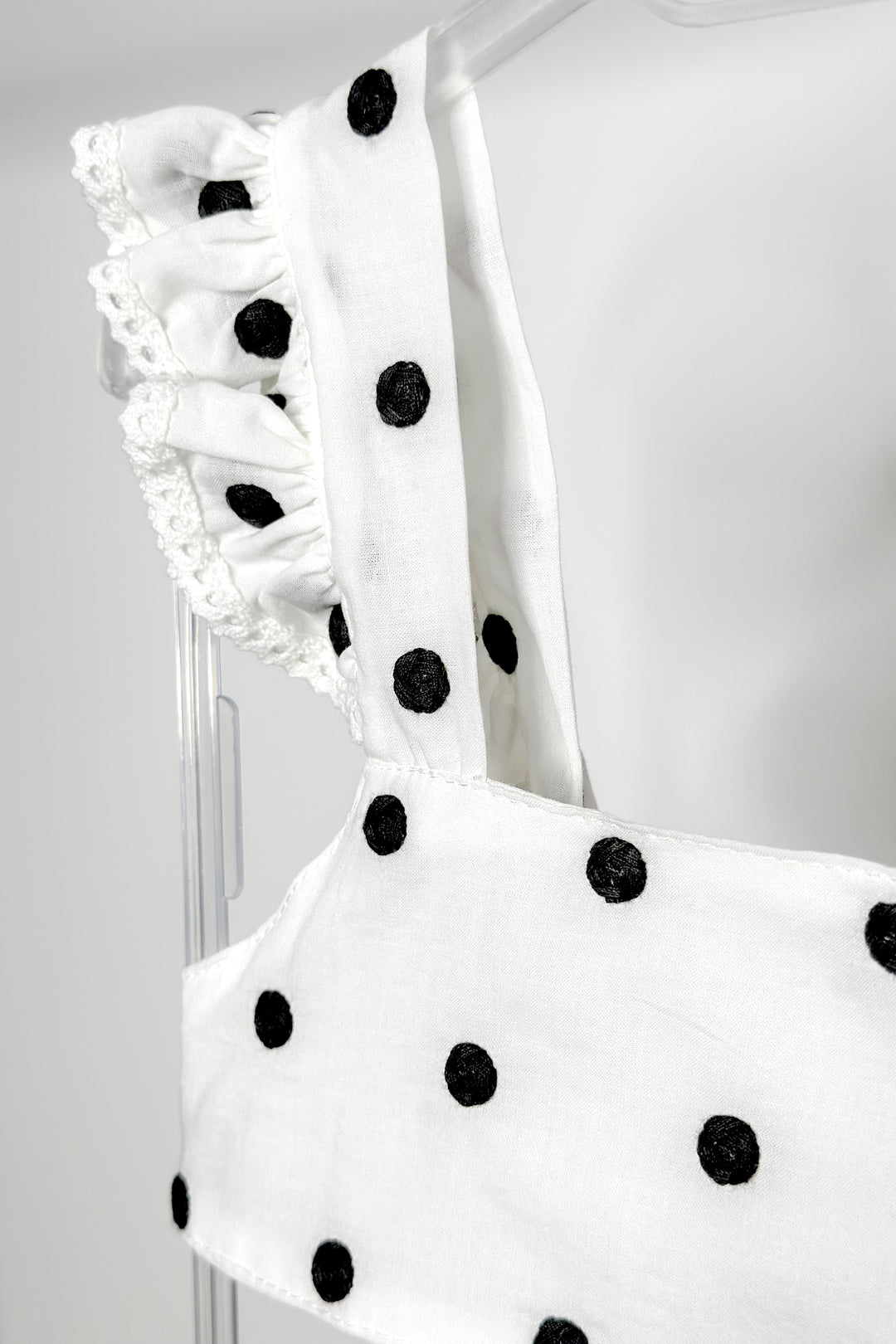 Phi "Porter" White & Black Polka Dot Crop Top & Skirt | Millie and John
