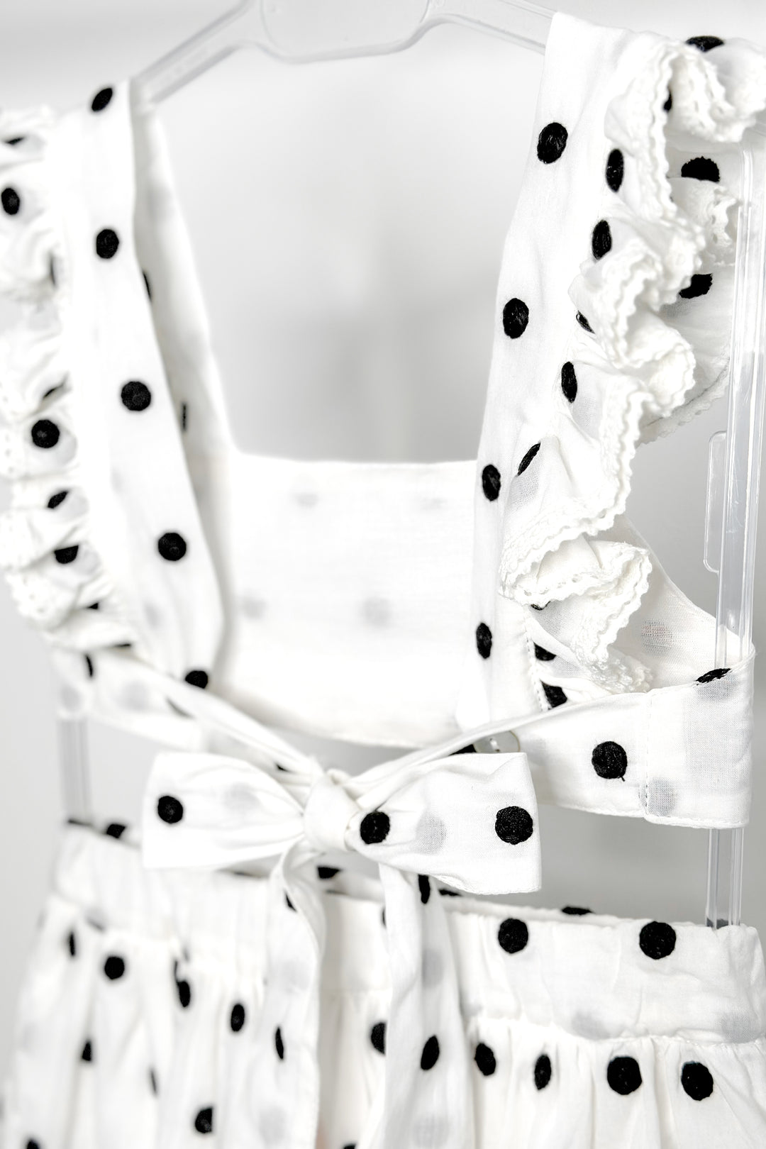 Phi "Porter" White & Black Polka Dot Crop Top & Skirt | Millie and John