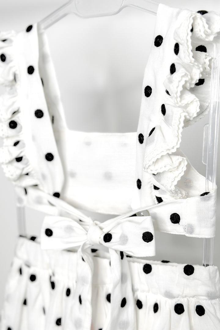 Phi "Porter" White & Black Polka Dot Crop Top & Skirt | Millie and John