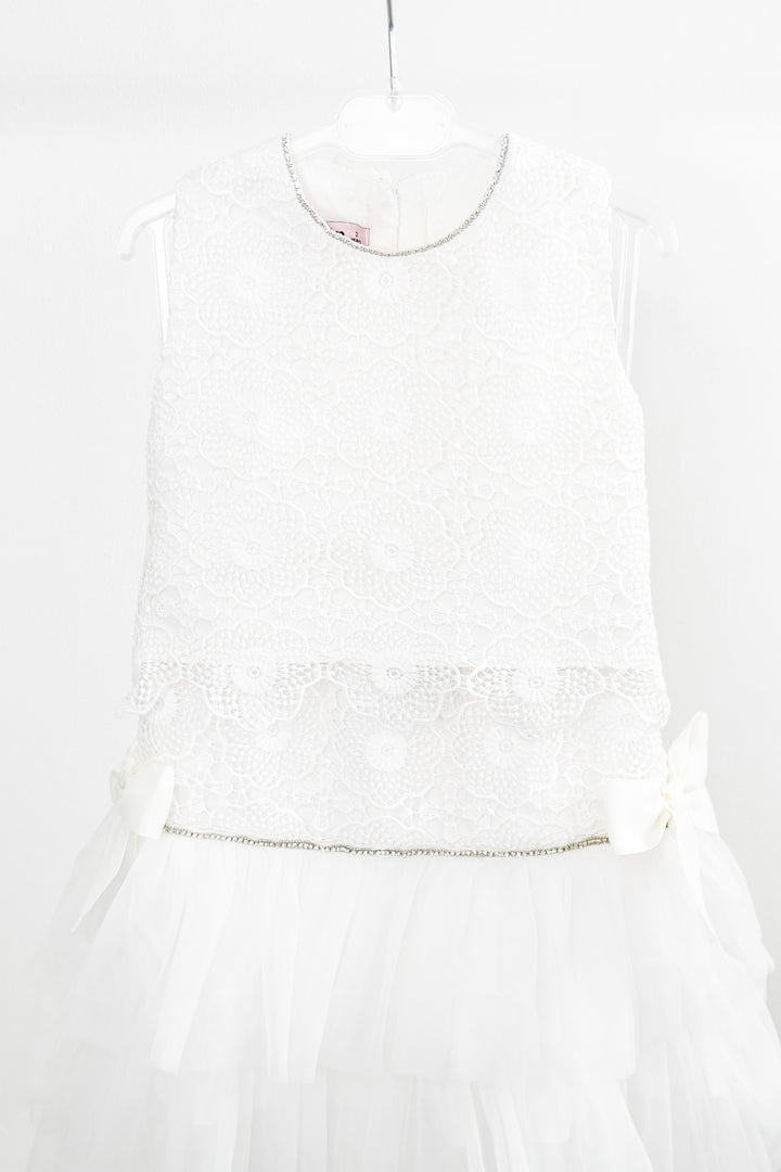 Phi "Rae" White Lace Blouse & Tulle Skirt | Millie and John