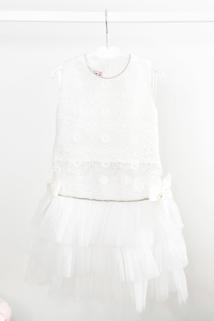 Phi "Rae" White Lace Blouse & Tulle Skirt | Millie and John