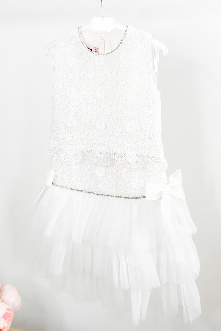 Phi "Rae" White Lace Blouse & Tulle Skirt | Millie and John