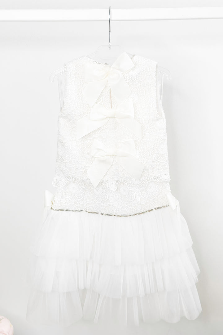 Phi "Rae" White Lace Blouse & Tulle Skirt | Millie and John