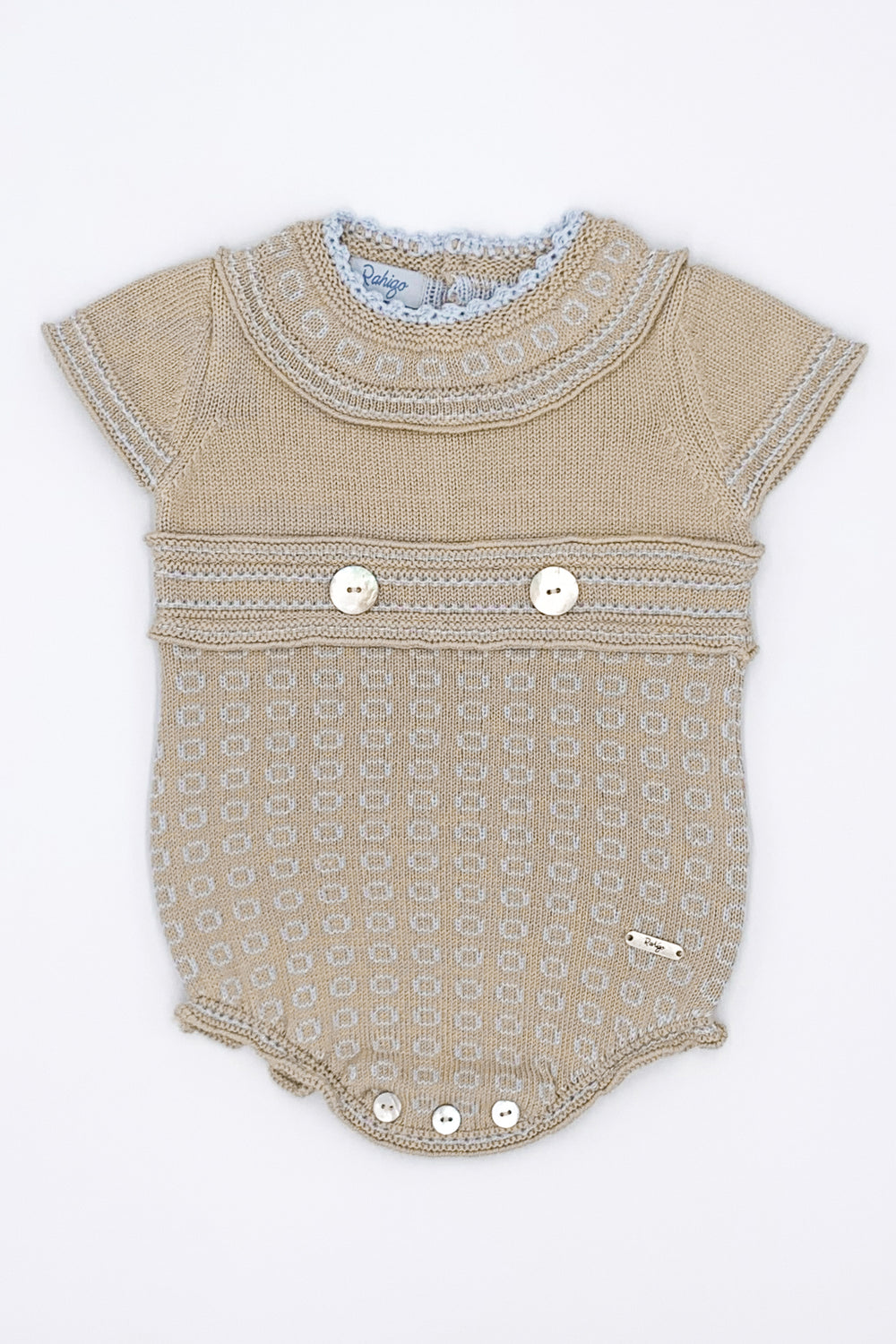 Rahigo PREORDER "William" Camel & Baby Blue Knit Romper | Millie and John