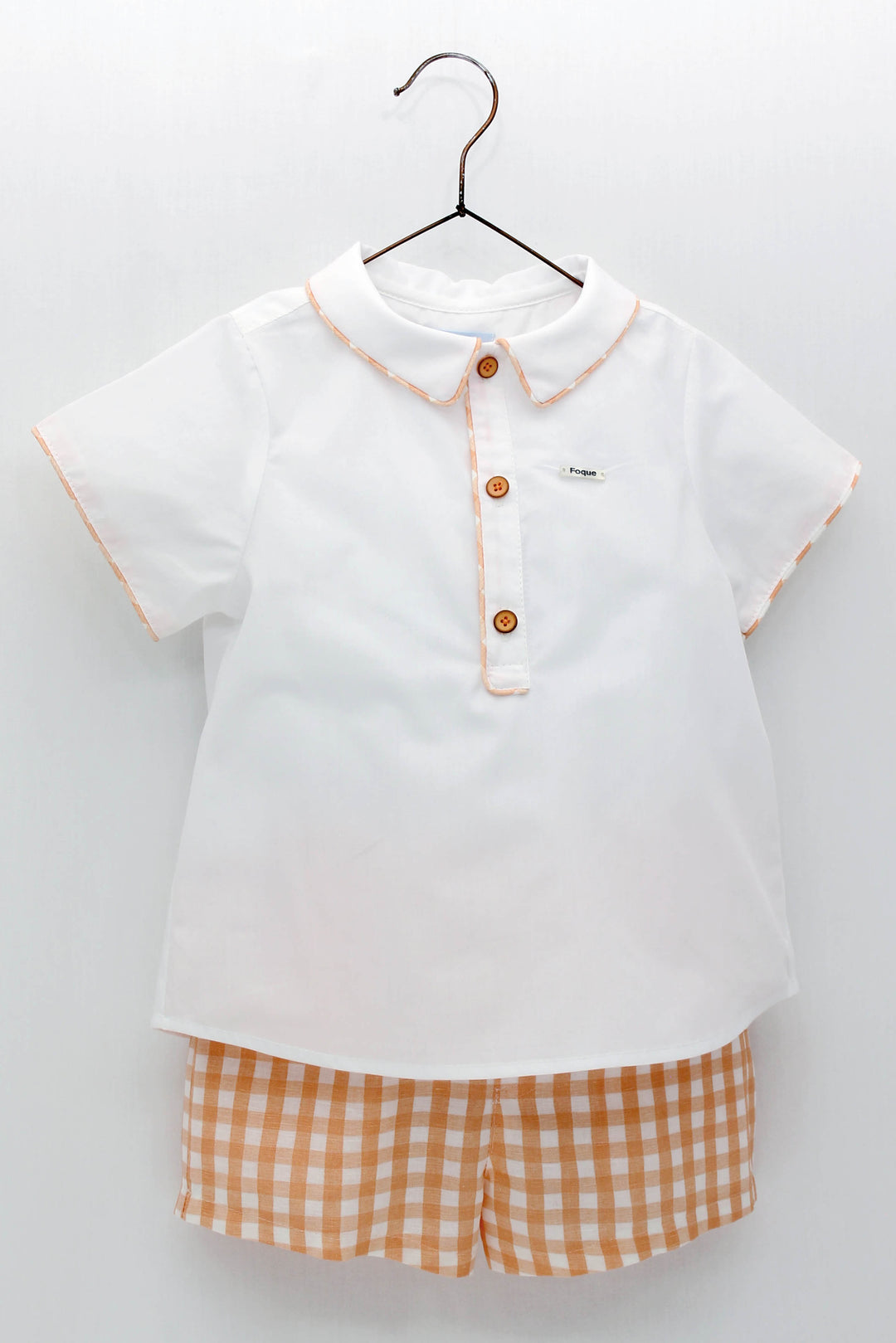 Foque PREORDER "Lorencio" Peach Gingham Shirt & Shorts | Millie and John