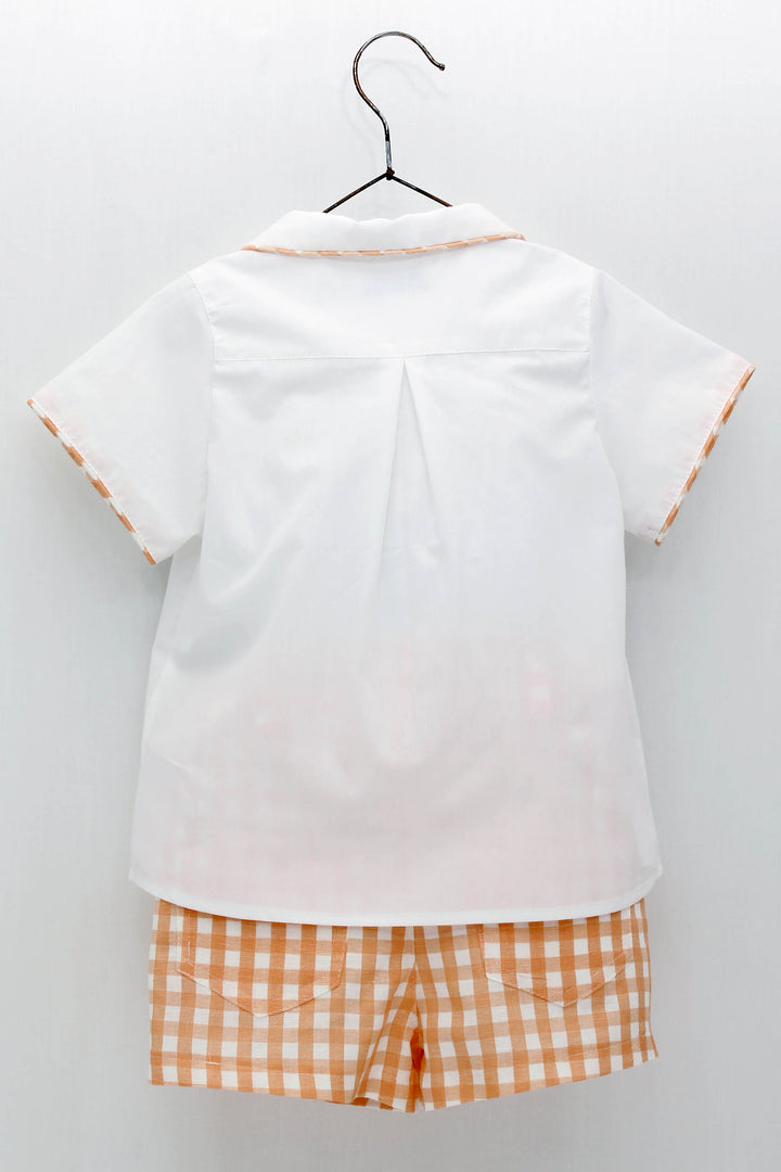 Foque PREORDER "Lorencio" Peach Gingham Shirt & Shorts | Millie and John