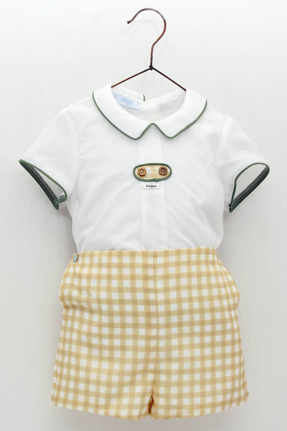 Foque "Christian" White Shirt & Lemon Gingham Shorts | Millie and John