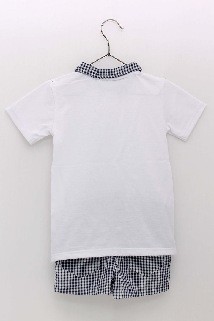 Foque "Dexter" Navy Gingham Polo Shirt & Shorts | Millie and John
