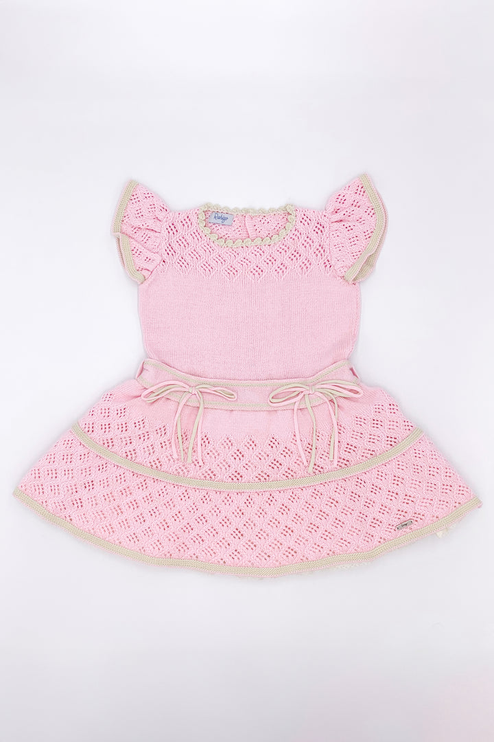 Rahigo PREORDER "Matilda" Baby Pink & Cream Knit Dress | Millie and John