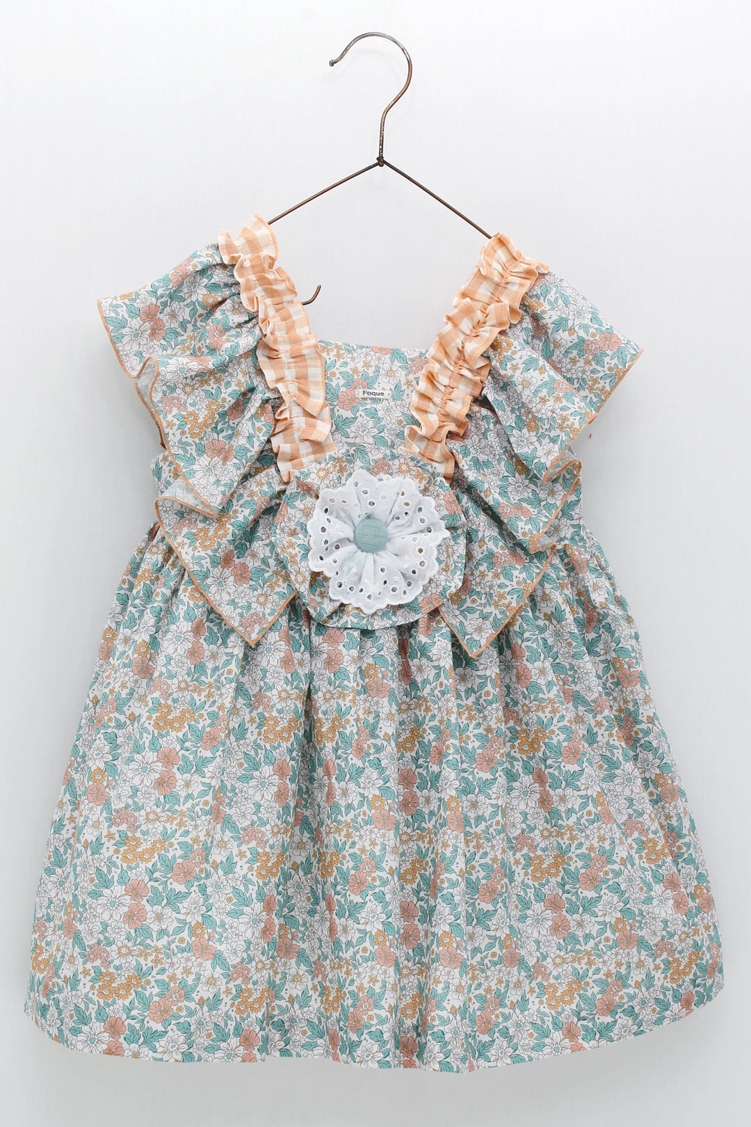 Foque "Brooke" Peach & Sage Green Floral Dress | Millie and John