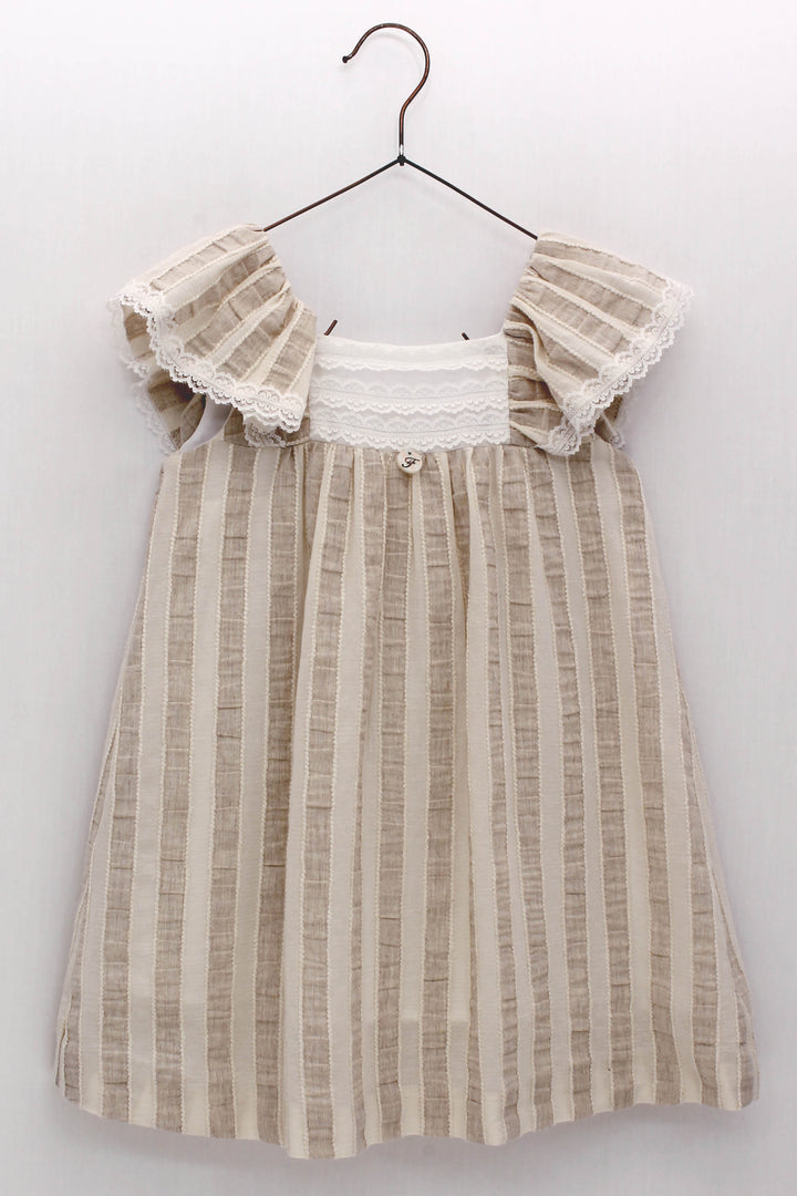 Foque "Kiera" Beige Striped Dress | Millie and John