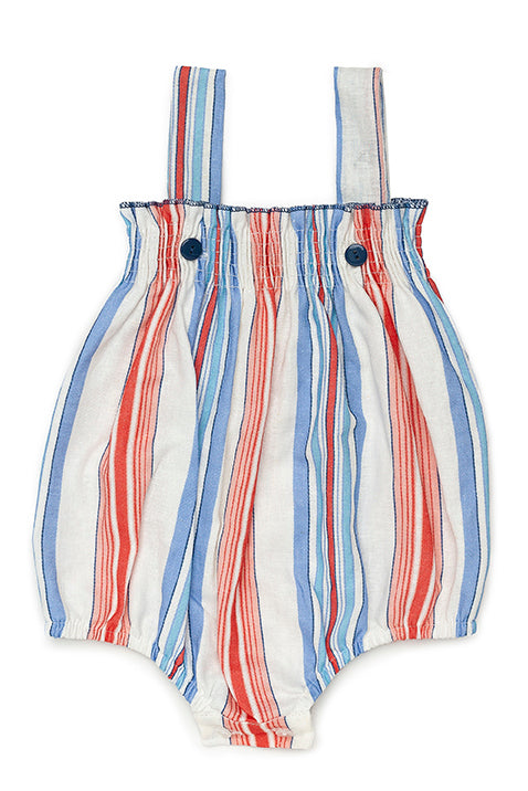 Juliana "Arden" Dusky Blue & Red Striped Shortie | Millie and John