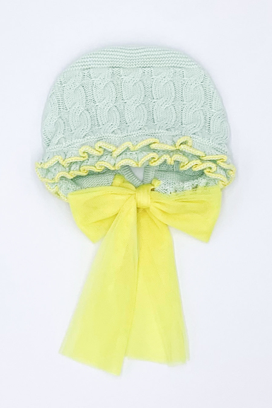 Rahigo PREORDER Mint & Lemon Tulle Bow Bonnet | Millie and John