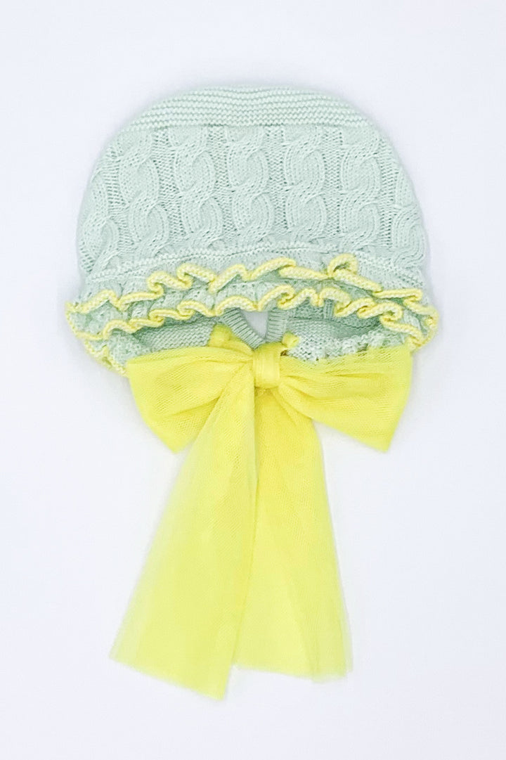 Rahigo PREORDER Mint & Lemon Tulle Bow Bonnet | Millie and John