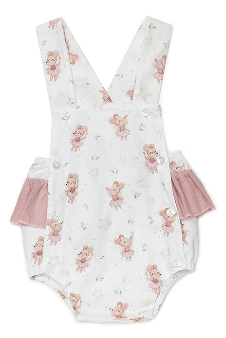 Juliana "Abigail" Dusky Pink Ballerina Mouse Romper | Millie and John